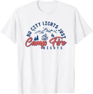 No City Lights Just Camp Fire Nights Camping Saying Quote T-Shirt