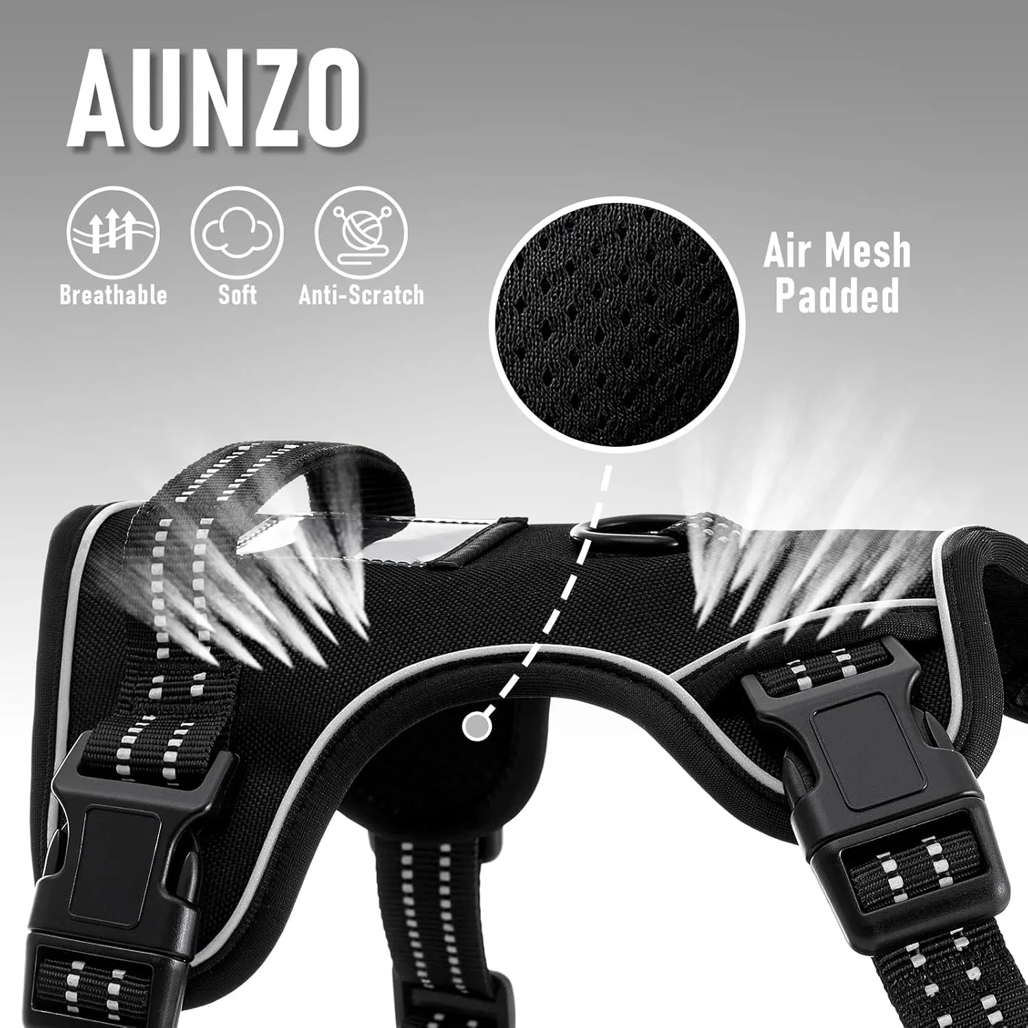 No Pull Dog Harness for Extra Large Dogs, Release on Neck, for Alaska Malamute, Bull Mastiff, Rottweiler, Great Dane etc, for Training Casual Walks Jogging, Easy Control Vest with Handle, Black, XL