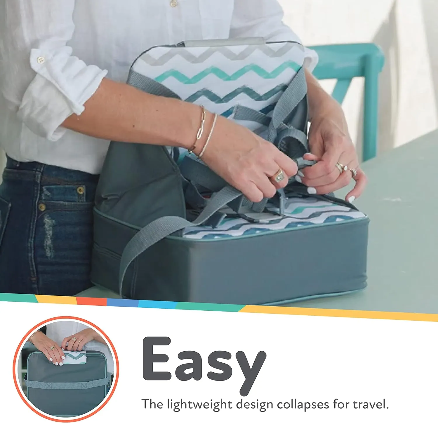 Nuby Easy Go Booster Seat - Travel Booster Seat for Babies and Toddlers - Holds Up to 35 Pounds - 9  Months - Blue