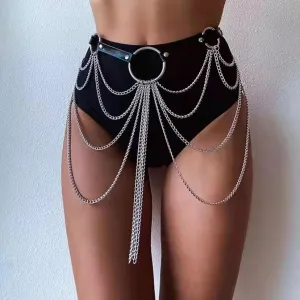 O ring metal chain adjustable belt harness