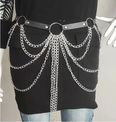 O ring metal chain adjustable belt harness