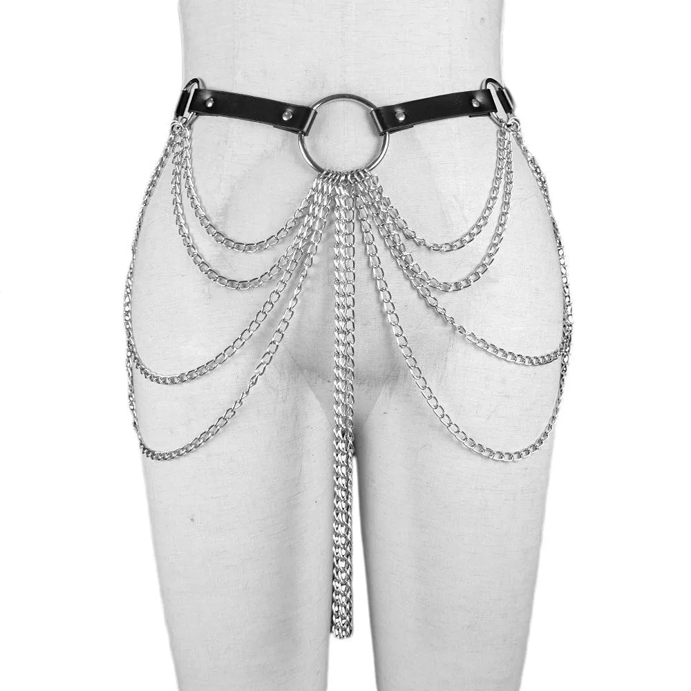 O ring metal chain adjustable belt harness