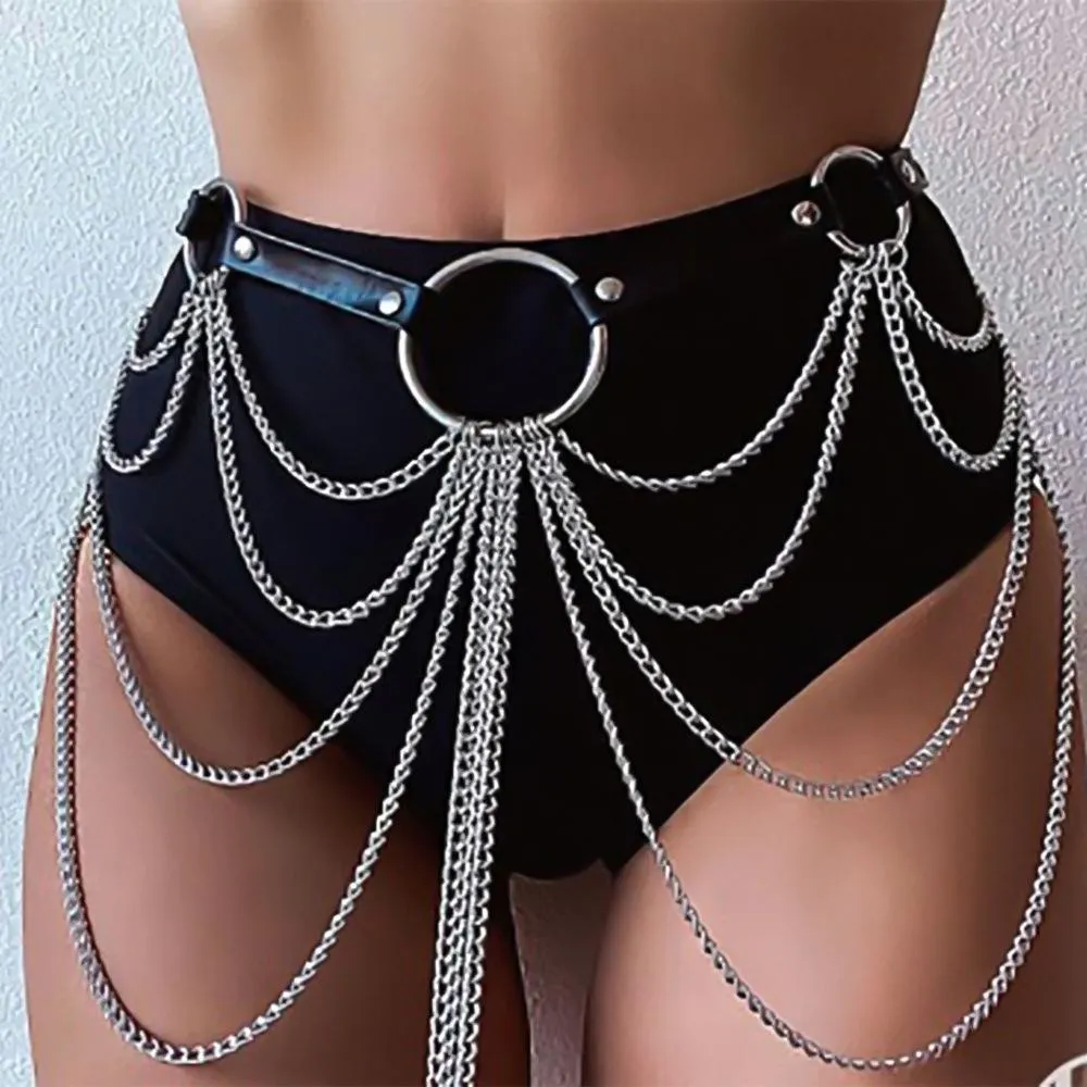 O ring metal chain adjustable belt harness