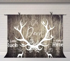 Oh Deer Baby Shower Backdrop for Photography 7x5ft Gray Rustic Wood Backdrops A Little Buck is Almost Here Photography Background Photo Booth Props BJWYAY49
