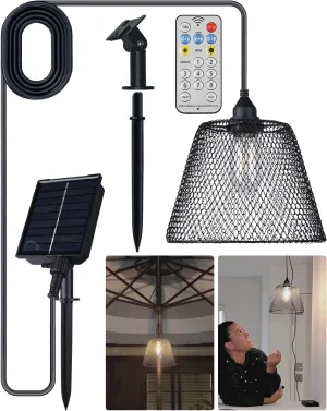 OMED Gazebo Shed Hanging Solar Powered Outdoor Waterproof Rechargeable Dusk to Dawn Indoor Pendant Lights Remote Control Dimmable USB Port LED Camping Lighting for Garage Patio Yard