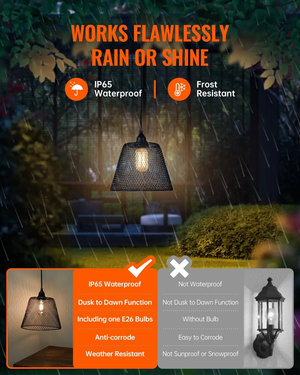 OMED Gazebo Shed Hanging Solar Powered Outdoor Waterproof Rechargeable Dusk to Dawn Indoor Pendant Lights Remote Control Dimmable USB Port LED Camping Lighting for Garage Patio Yard