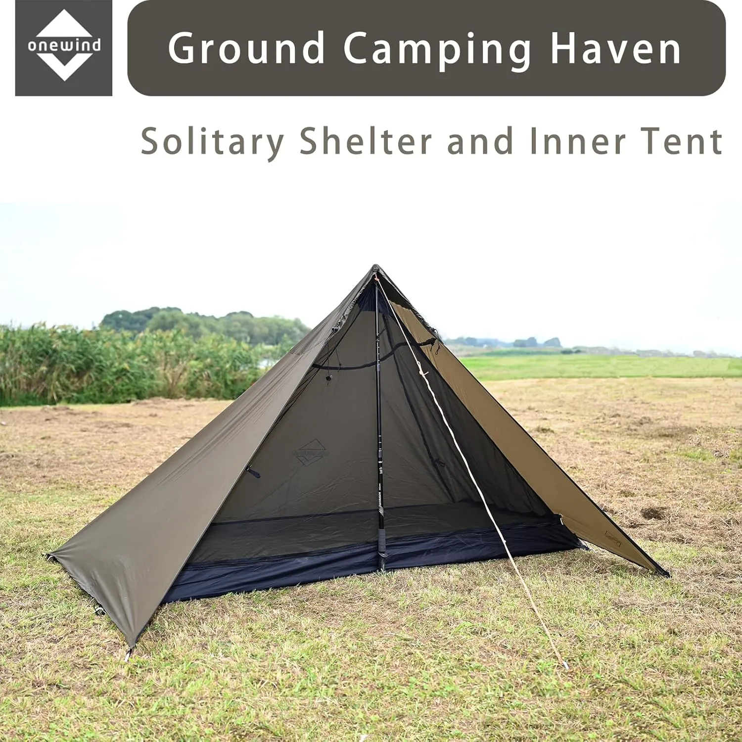 Onewind Lightweight Poncho Shelter, Solitary Shelter Cape Silnylon Emergency Survival Shelter Ultralight Minimalist Shelter for Camping Hiking Backpacking Bug Out Bag