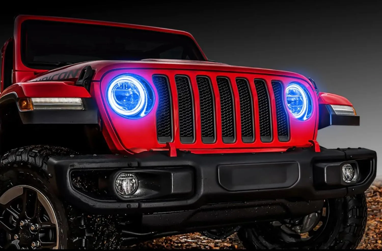 ORACLE Lighting 1214-002 LED Surface Mount Headlight Halo Kit (Blue) fits 2018 2024 Wrangler JL - Custom Look - No Cutting for Easy Installation - Extreme Durability