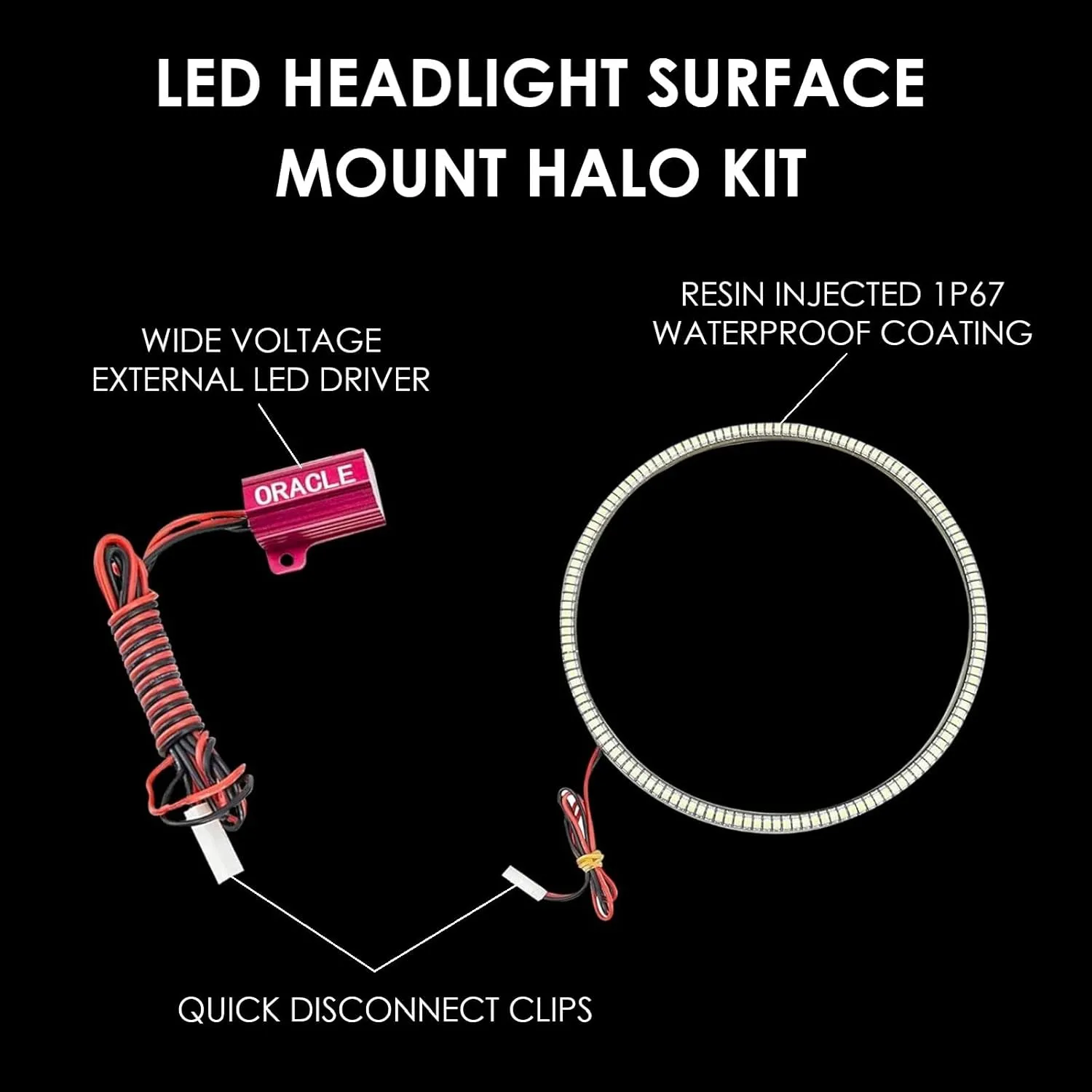 ORACLE Lighting 1214-002 LED Surface Mount Headlight Halo Kit (Blue) fits 2018 2024 Wrangler JL - Custom Look - No Cutting for Easy Installation - Extreme Durability
