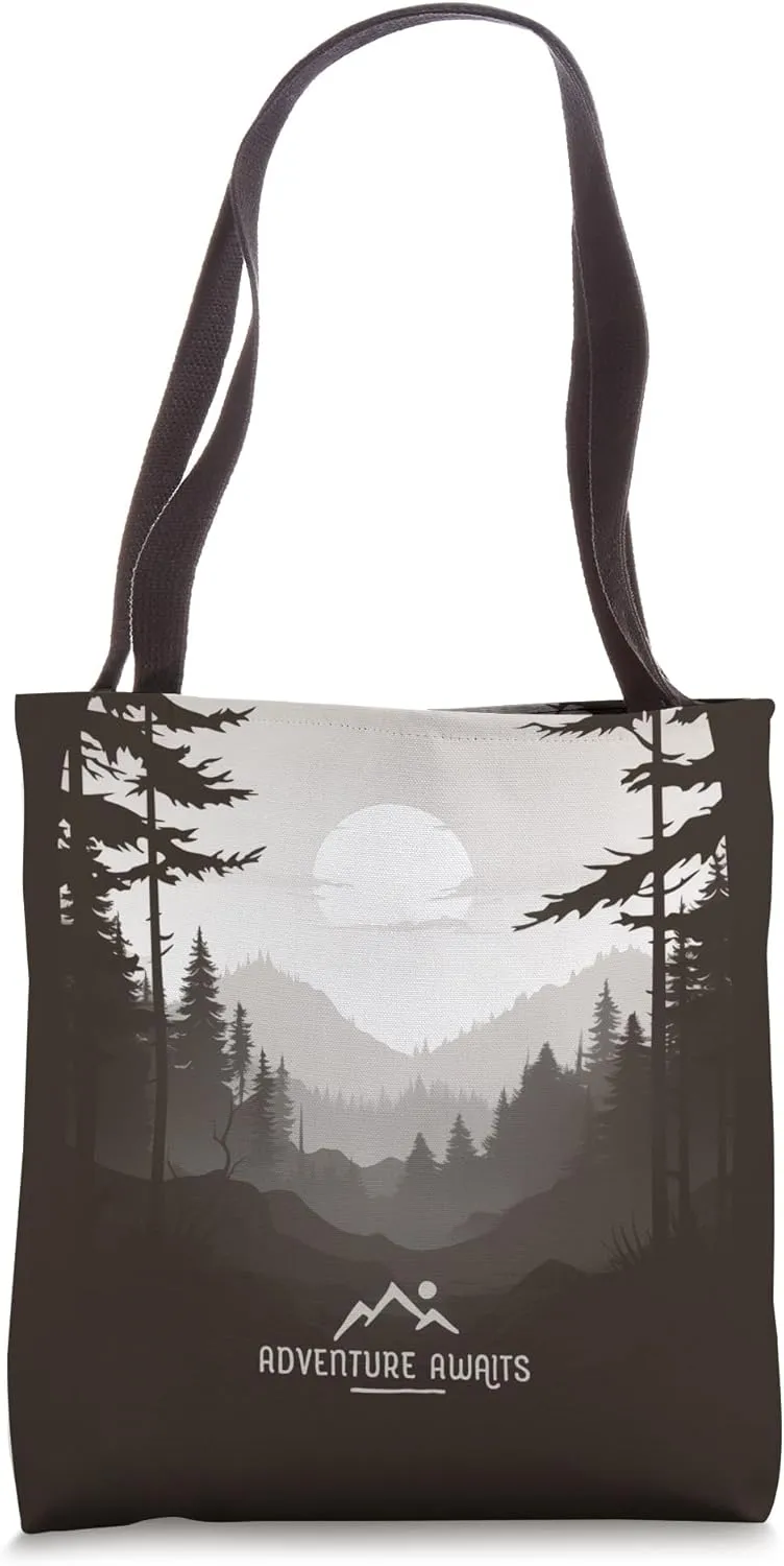 Outdoor Adventure Forest Mist Fog Graphic For Nature Lovers Tote Bag