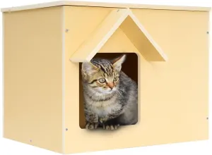 Outdoor Cat Houses Feral Cat Shelter Wooden Stray Cat Condo Outside Sturdy Waterproof and Insulated with Escape Door (one cat)
