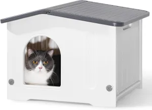 Outdoor Weatherproof Plastic Cat House, Newly Designed, Durable & Heavy-Duty, Waterproof Shelter for Small Dogs and Cats