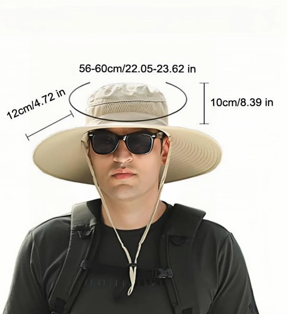 Outdoor Wide Brim Sun Hat with Solar Fan-Fishing Hat with 2 Solar Powered Fan, Solar Powered Fan Hat for Outdoor