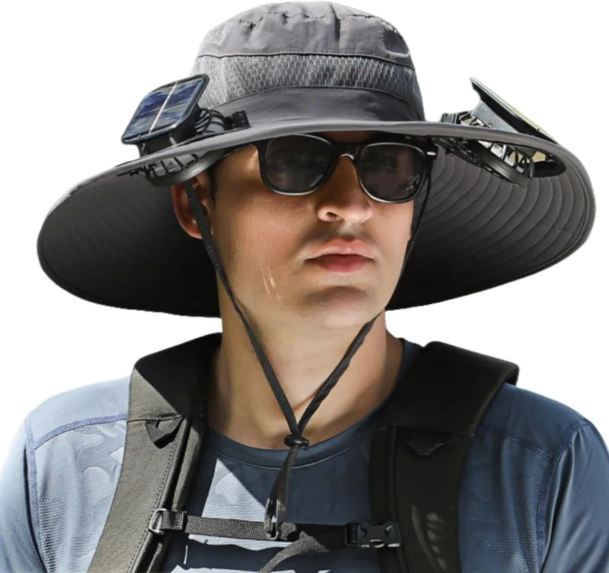 Outdoor Wide Brim Sun Hat with Solar Fan-Fishing Hat with 2 Solar Powered Fan, Solar Powered Fan Hat for Outdoor