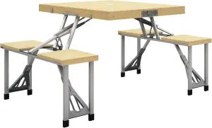 Outsunny Folding Picnic Table with Seats and Umbrella Hole, Aluminum Frame Camping Table and Chairs Set, Portable for Patio, Yard, Porch, Beach, BBQ