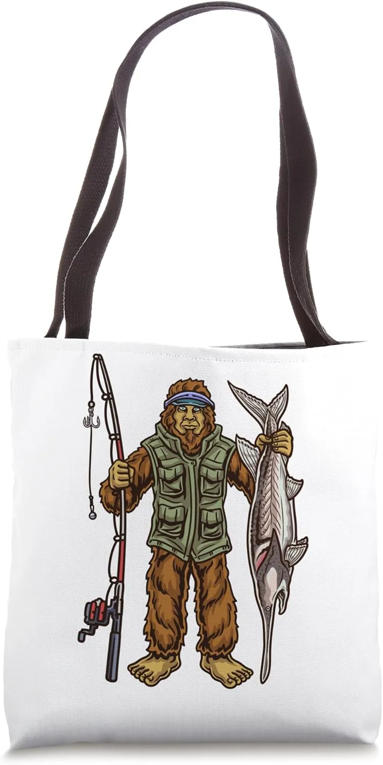 Paddlefish Bigfoot Hunting Fishermen Tote Bag