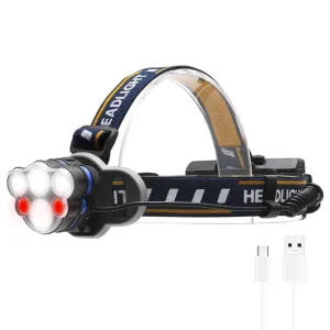 PANYUE Headlamp 5000 Lumen Headlight 2T6 2XPE 2COB USB Rechargeable Head Flashlight Torch use 2* 18650 Rechargeable Battery