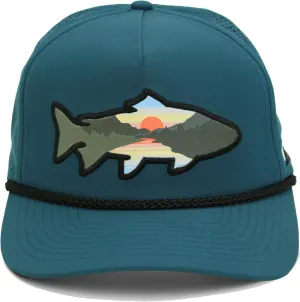 Paramount Outdoors Sunset Trout Fishing Hat Mountain Fish Silhouette Performance Outdoor Hat with Comfort Snapback