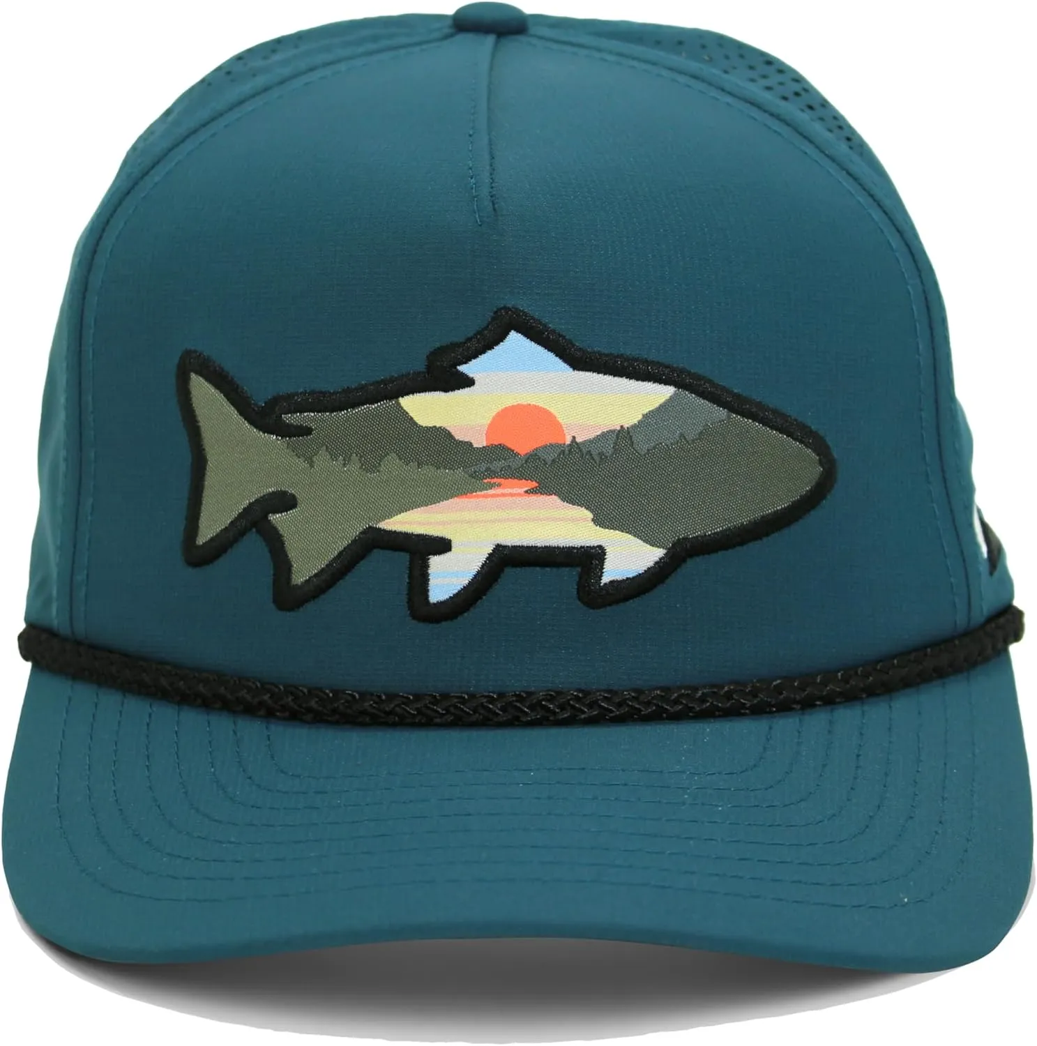 Paramount Outdoors Sunset Trout Fishing Hat Mountain Fish Silhouette Performance Outdoor Hat with Comfort Snapback
