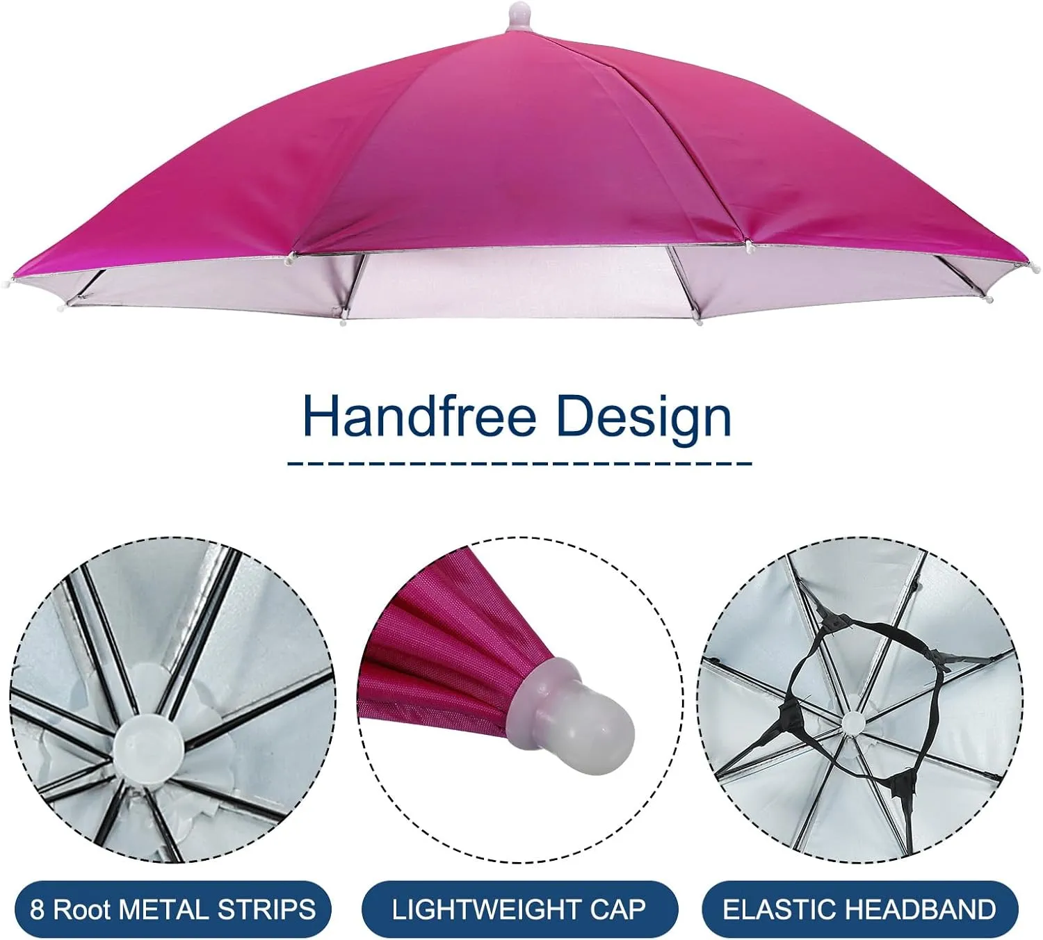 PATIKIL Umbrella Hat, 27 Inch Hands-Free Fishing Umbrella Hat Elastic Headband Folding Sun Rain Cap for Camping Gardening Hiking Farming Beach