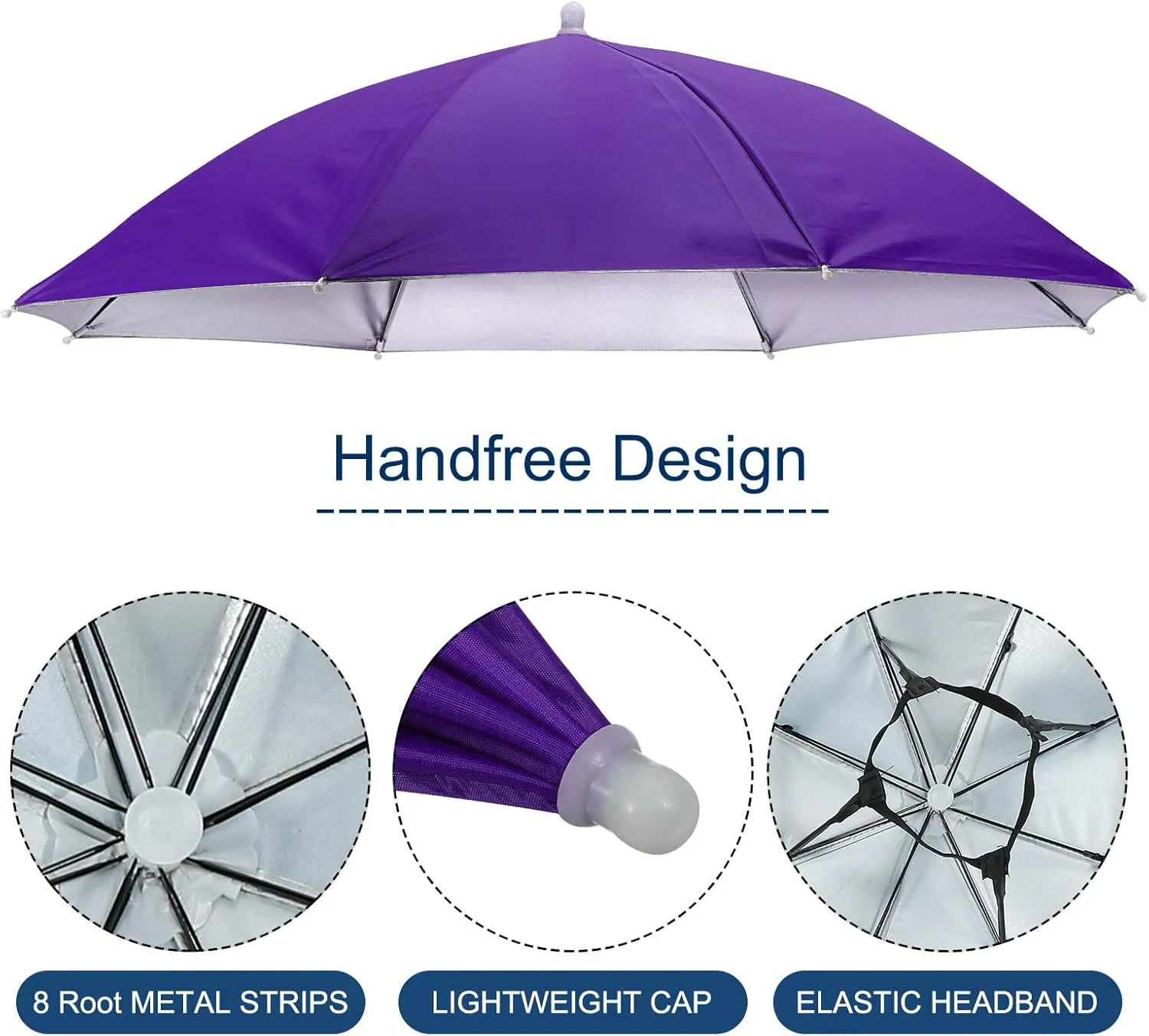 PATIKIL Umbrella Hat, 27 Inch Hands-Free Fishing Umbrella Hat Elastic Headband Folding Sun Rain Cap for Camping Gardening Hiking Farming Beach