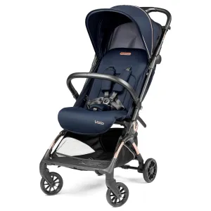 Peg Perego Volo, Ultra Lightweight Carry On Compliant Travel Stroller, Adjustable Features & Reclining Seat - Designed for Everyday Comfort from Newborn to 50lbs, Blue Shine (Blue & Copper)