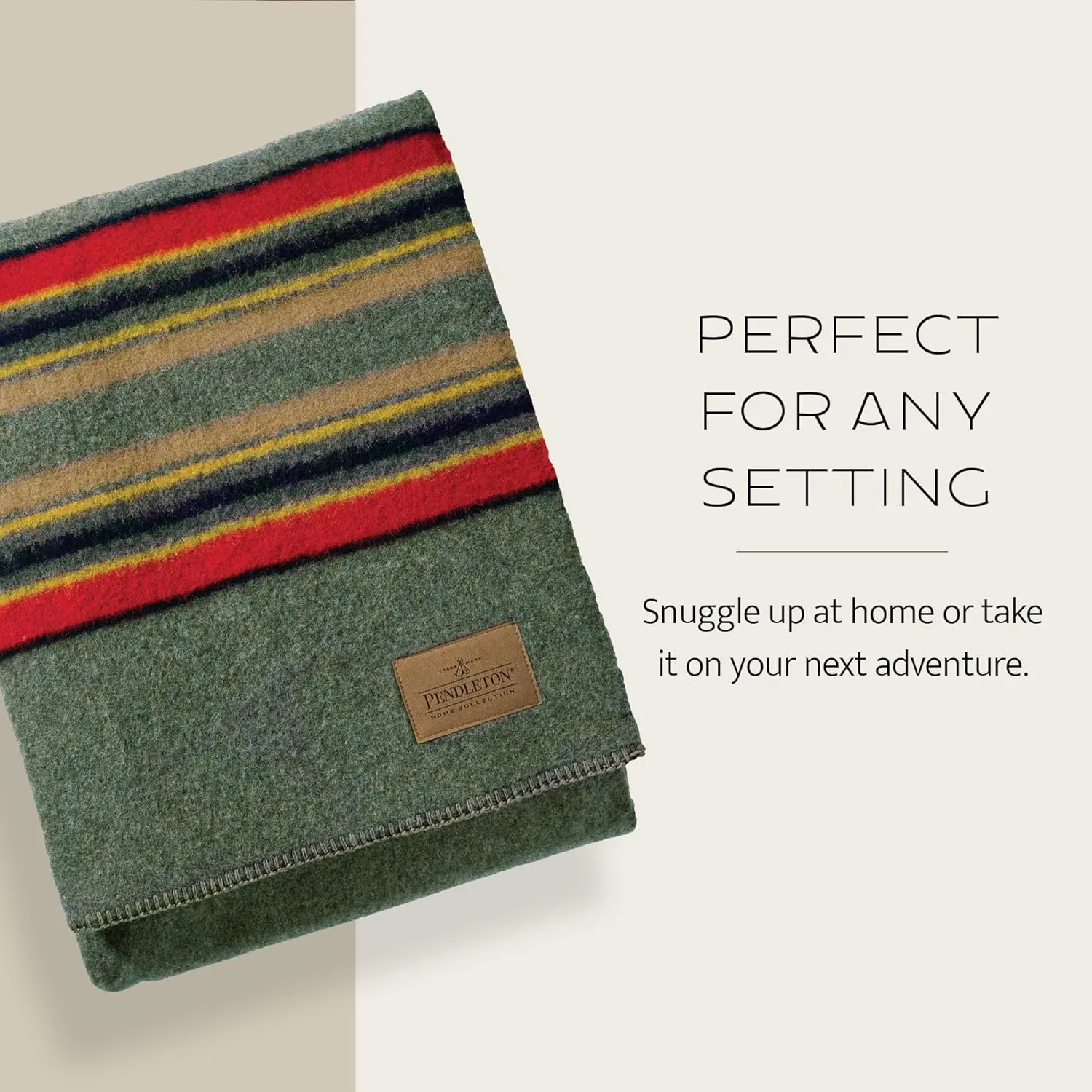 PENDLETON Yakima Camp Blanket Twin 66" x 84" - Wool Cotton, Lightweight, Large, Dry Clean, Soft and Durable Throw for Home, Travel, RV, Picnic - Green Header