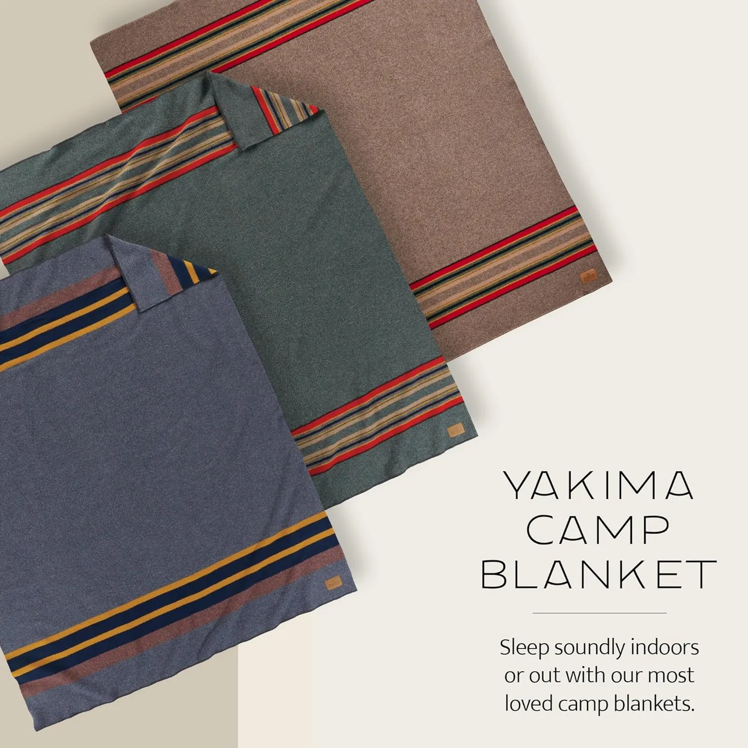 PENDLETON Yakima Camp Blanket Twin 66" x 84" - Wool Cotton, Lightweight, Large, Dry Clean, Soft and Durable Throw for Home, Travel, RV, Picnic - Green Header