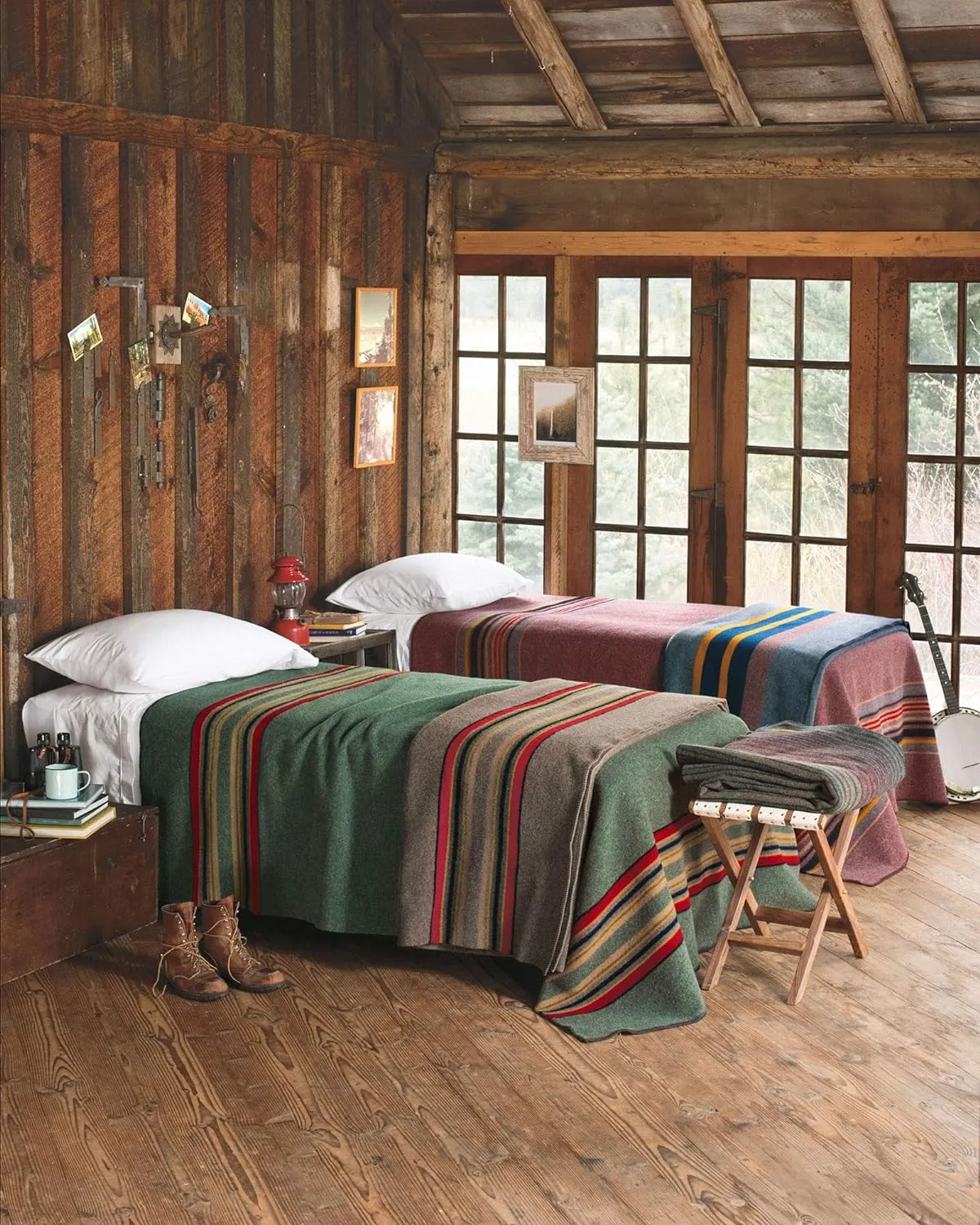 PENDLETON Yakima Camp Blanket Twin 66" x 84" - Wool Cotton, Lightweight, Large, Dry Clean, Soft and Durable Throw for Home, Travel, RV, Picnic - Green Header