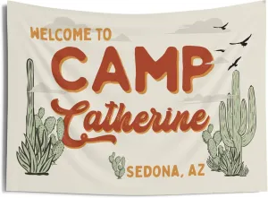 Personalized Desert Camp Bachelorette Tapestry - Camp Bachelorette Wall Decor - Camping Banner for Bachelorette - Bachelorette Camp Flag - Custom Name Camp Bachelorette Wall Tapestry