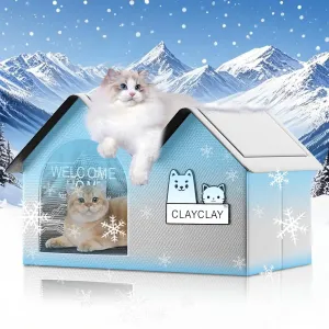 Pet Cooling House with Air Conditioning 10 Ice Packs，Summer Shelter for Indoor Outdoor Feral Cats & Small Dogs with Winter Heating Pad，Suitable for All Seasons
