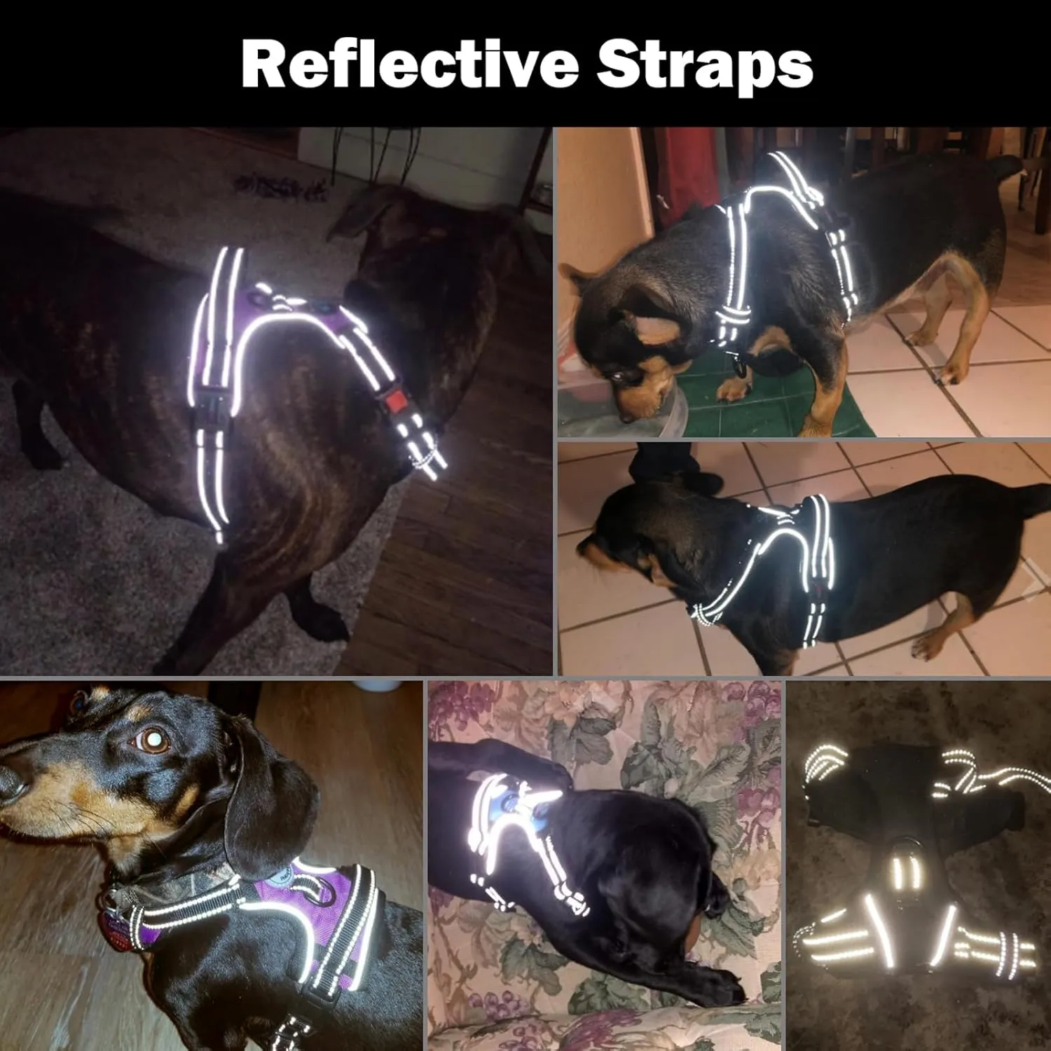 PHOEPET Reflective Dog Harness Large Breed Adjustable No Pull Vest with Handle 2 Metal Rings 3 Buckles [Easy to Put on & Take Off](XL, Orange)