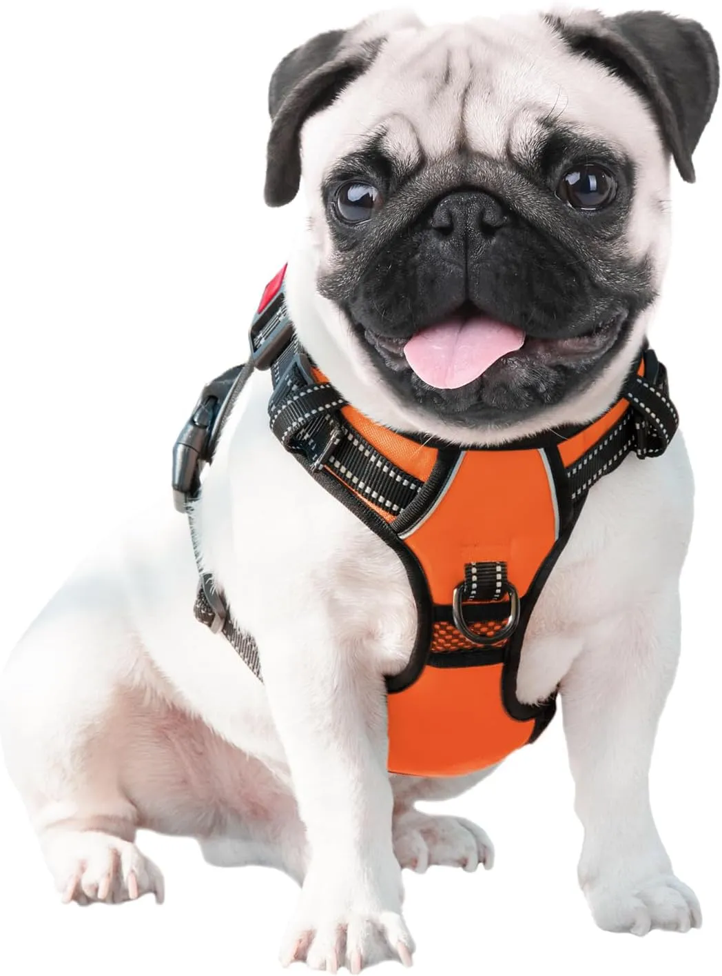 PHOEPET Reflective Dog Harness Large Breed Adjustable No Pull Vest with Handle 2 Metal Rings 3 Buckles [Easy to Put on & Take Off](XL, Orange)
