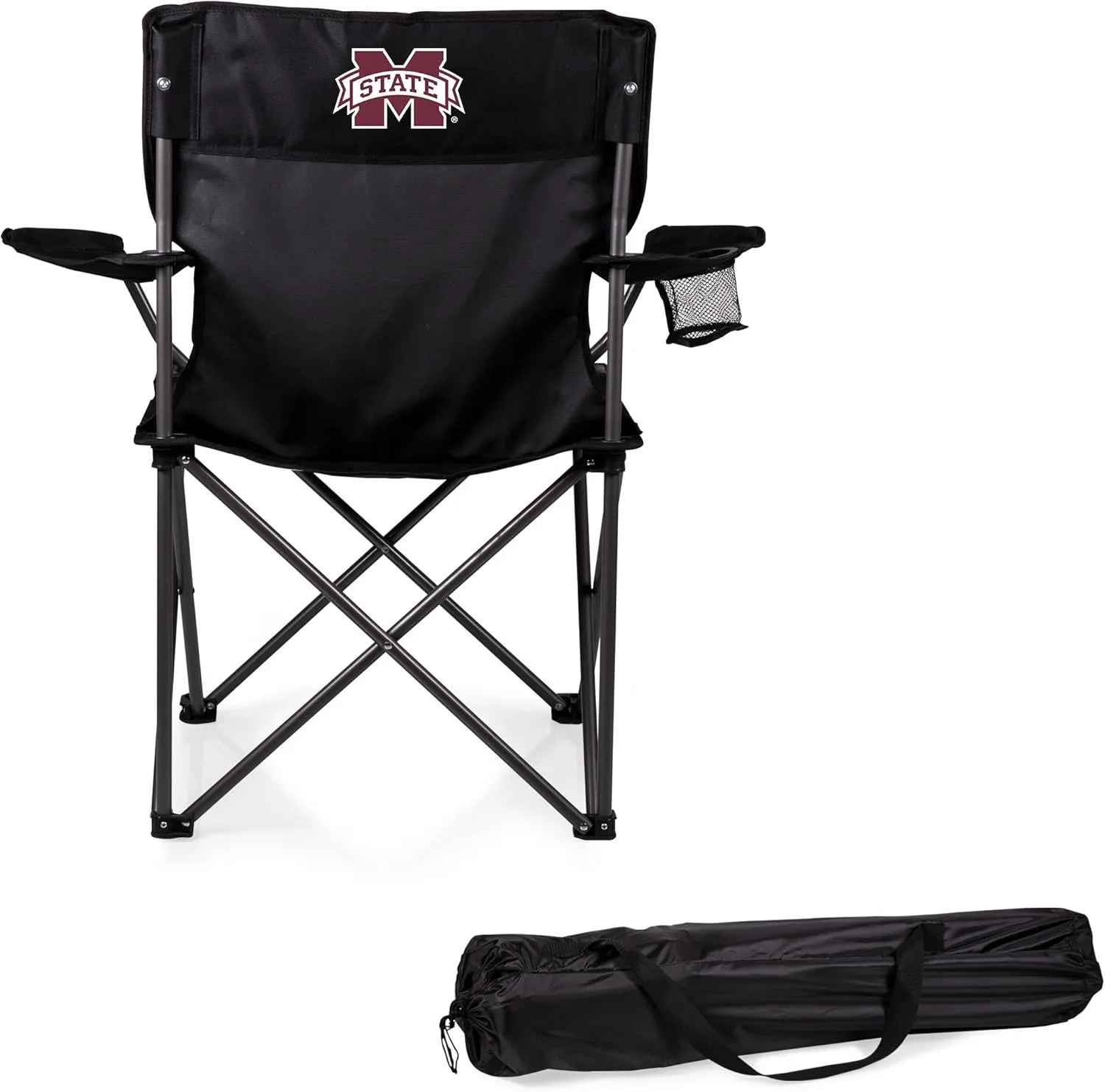 PICNIC TIME NCAA PTZ Camp Chair, Picnic Chair, Beach Chair with Carrying Bag, (Black)