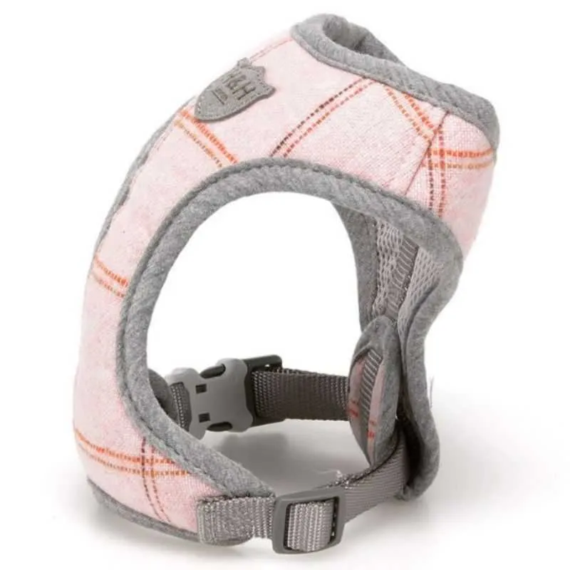 Pink Checked Tweed Dog Harness