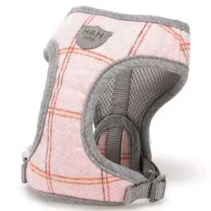 Pink Checked Tweed Dog Harness