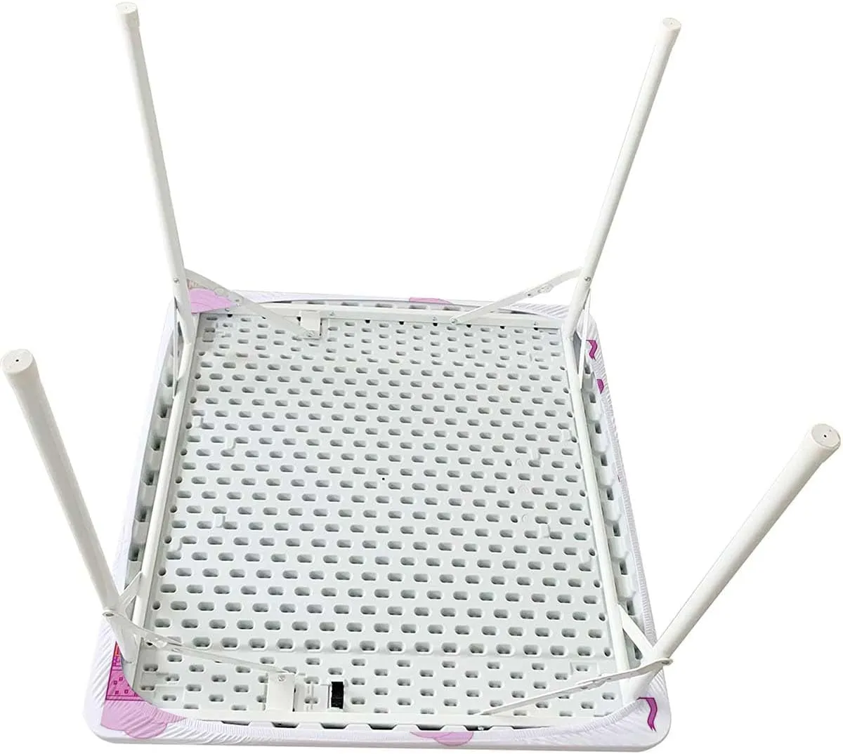 Pink White Fitted Tablecloth for Rectangle Table Princess Castle Cute Fairy Tale Cartoon Waterproof Wipeable Table Cloth Protector Fantasy Fits up 4 Foot Tables