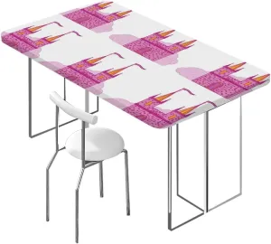 Pink White Fitted Tablecloth for Rectangle Table Princess Castle Cute Fairy Tale Cartoon Waterproof Wipeable Table Cloth Protector Fantasy Fits up 4 Foot Tables