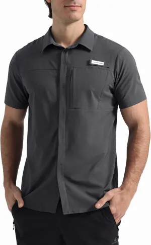 Pioneer Camp Men Fishing Shirts with Zipper Pocket UPF 50  Lightweight Casual Short Sleeve Button Down Shirts for Men Hiking