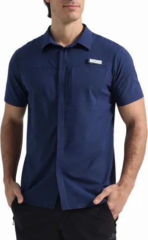 Pioneer Camp Men Fishing Shirts with Zipper Pocket UPF 50  Lightweight Casual Short Sleeve Button Down Shirts for Men Hiking
