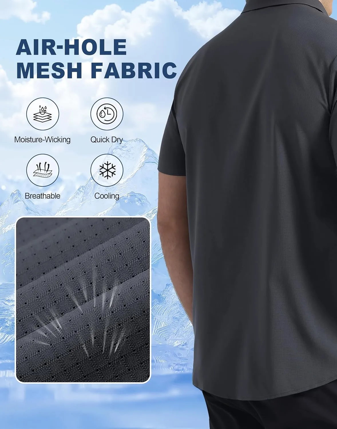 Pioneer Camp Men Fishing Shirts with Zipper Pocket UPF 50  Lightweight Casual Short Sleeve Button Down Shirts for Men Hiking