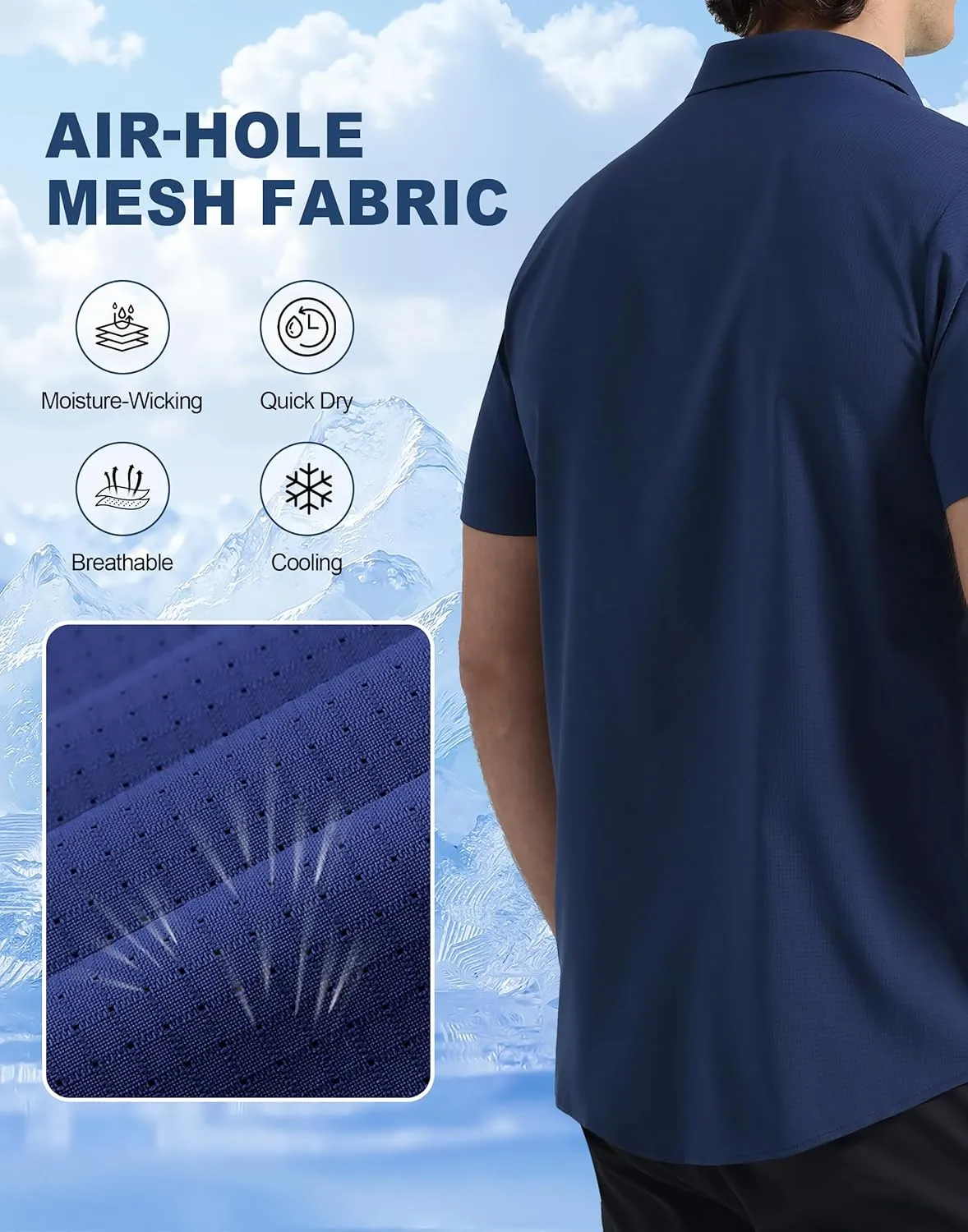 Pioneer Camp Men Fishing Shirts with Zipper Pocket UPF 50  Lightweight Casual Short Sleeve Button Down Shirts for Men Hiking