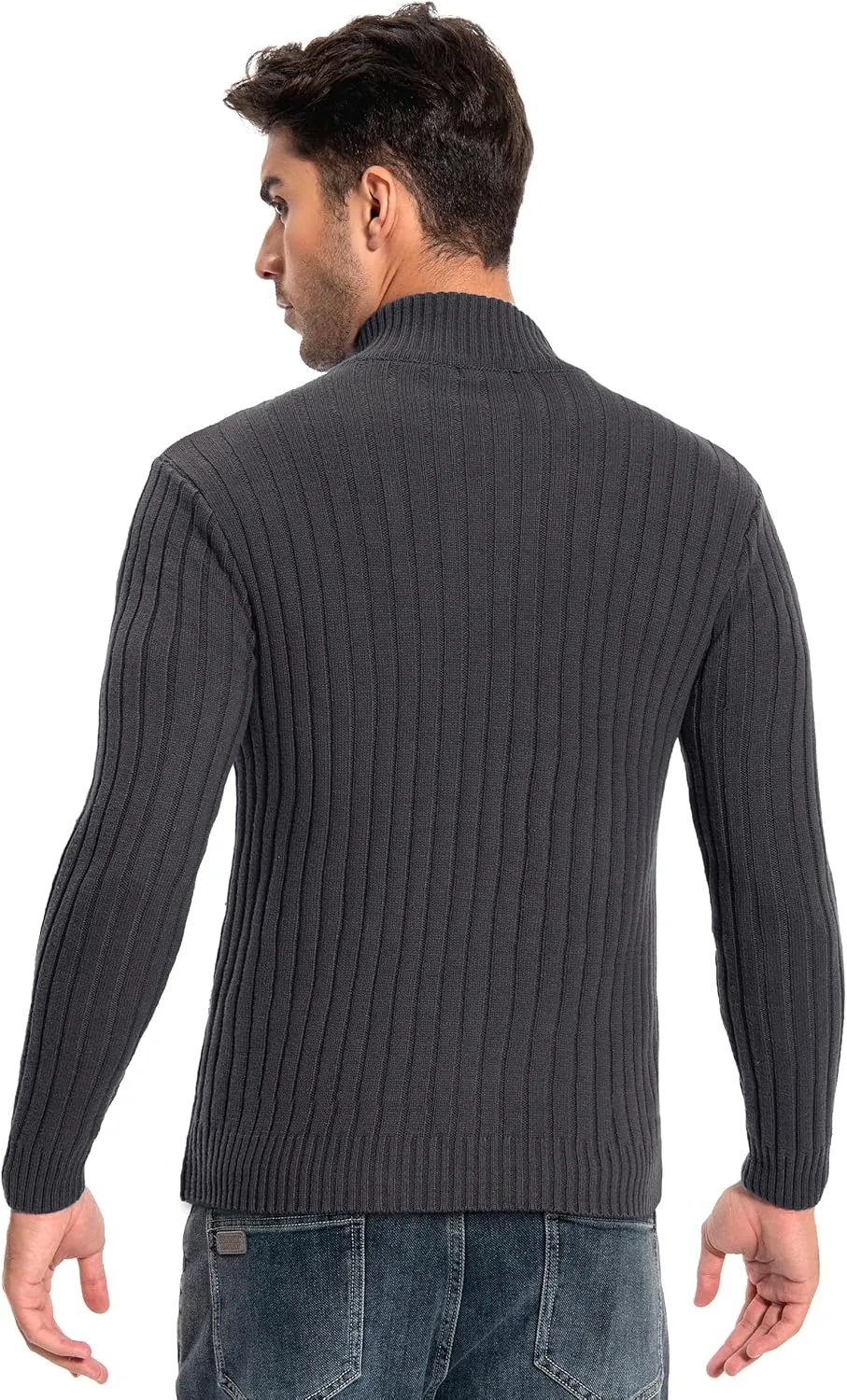Pioneer Camp Men's Cardigan Sweaters Full Zip Up Stand Collar Slim Fit Casual Knitted Sweater with 2 Front Pockets