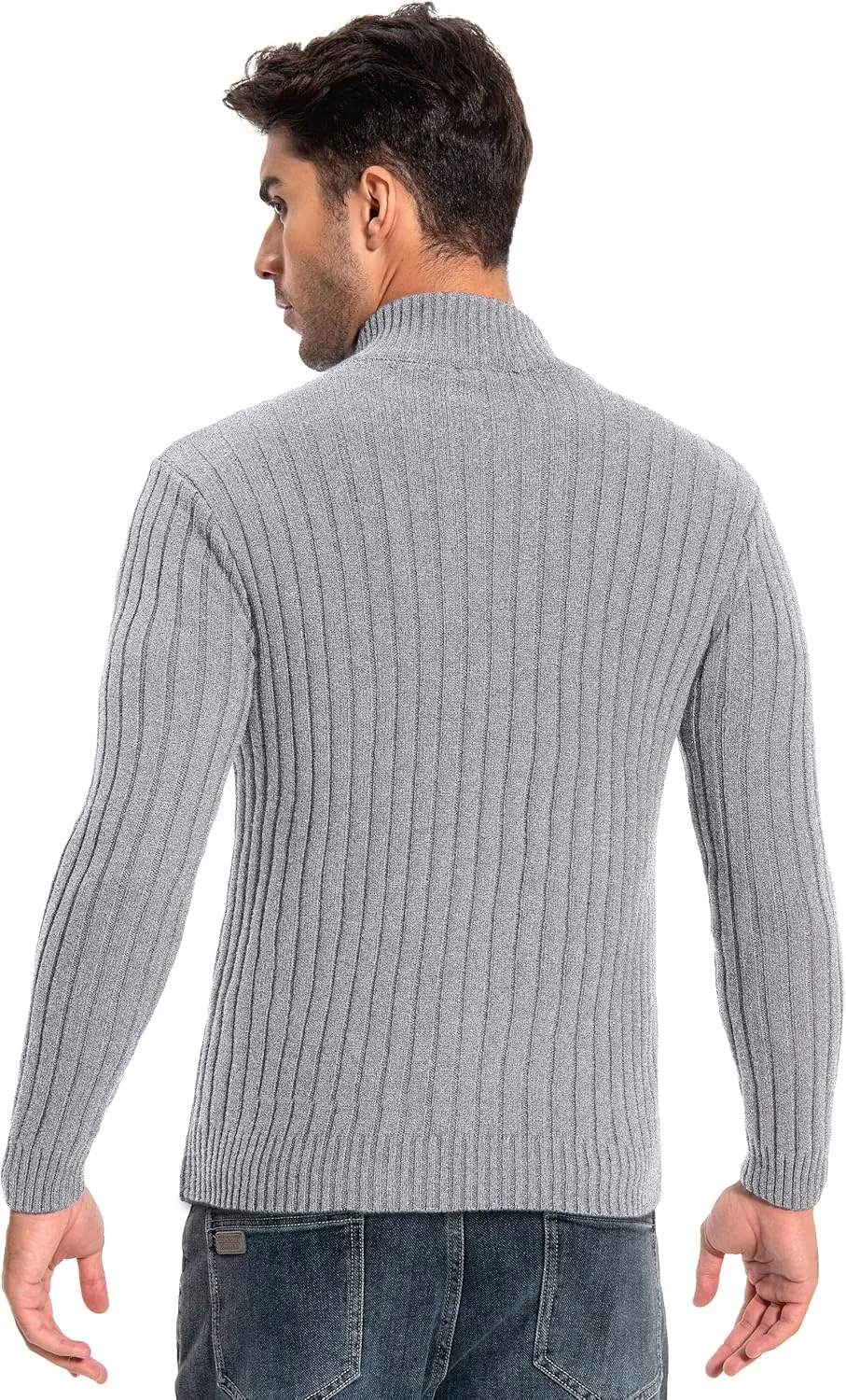 Pioneer Camp Men's Cardigan Sweaters Full Zip Up Stand Collar Slim Fit Casual Knitted Sweater with 2 Front Pockets