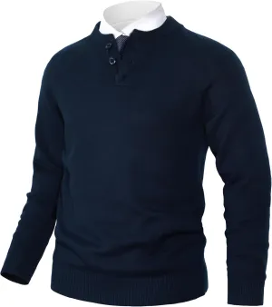 Pioneer Camp Men's Henley Knit Sweater Long Sleeve Button Pullover Sweaters Casual Lightweight Slim Fit Henley Sweaters