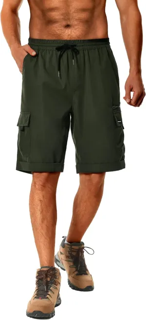 Pioneer Camp Men's Hiking Cargo Shorts 11" Quick Dry Elastic Waist with 7 Pockets Outdoor Work Tactical Travel Golf Fishing