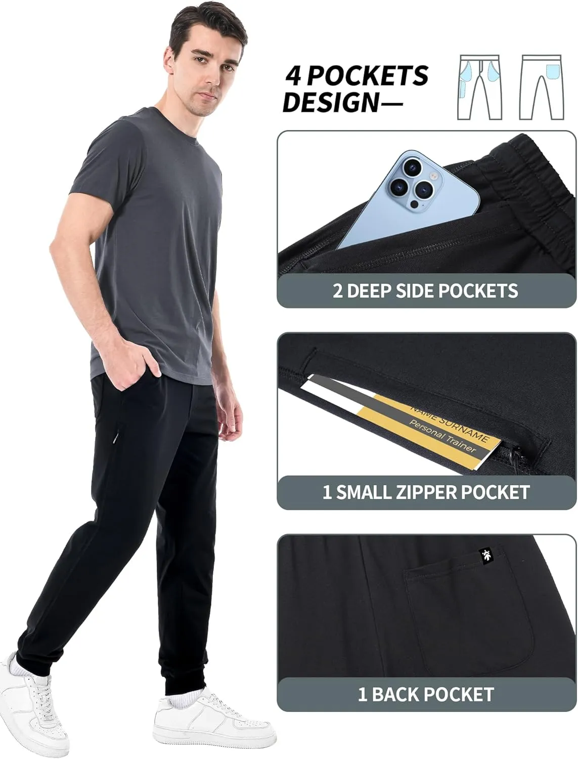Pioneer Camp Men's Jogger Sweatpants Lightweight Workout Gym Running Track Sweat Pants with Pockets for Athletic Casual