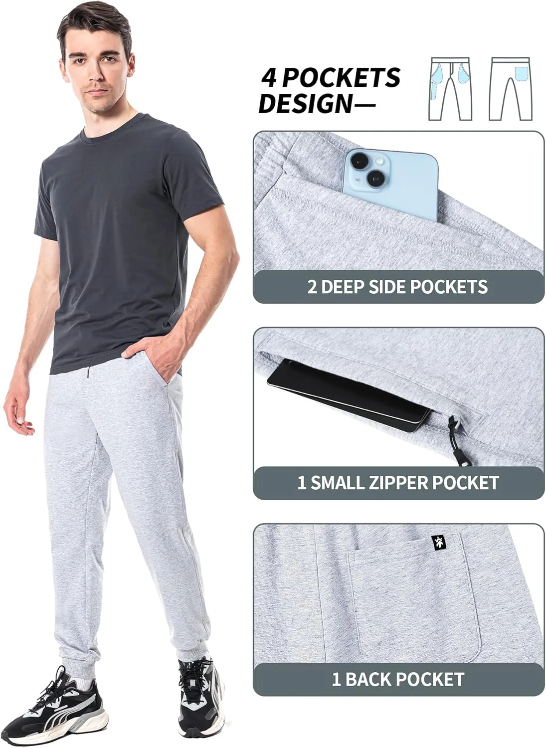 Pioneer Camp Men's Jogger Sweatpants Lightweight Workout Gym Running Track Sweat Pants with Pockets for Athletic Casual