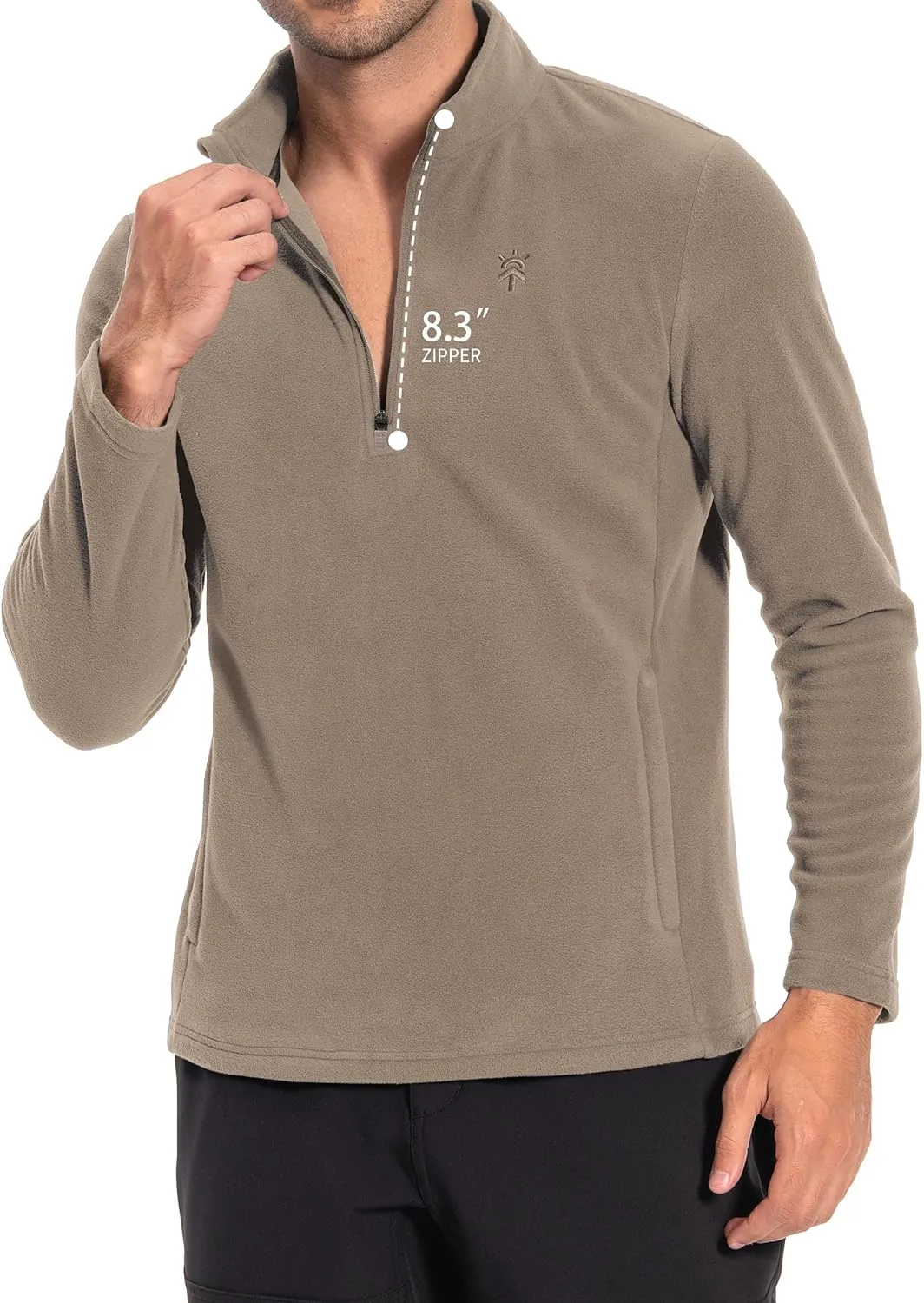 Pioneer Camp Mens Quarter Zip Pullover Fleece Sweater with Zipper Pocket Long Sleeve Sweatshirt Lightweight Thermal Jacket
