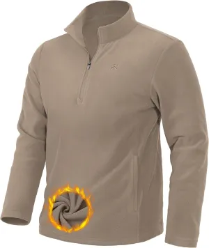 Pioneer Camp Mens Quarter Zip Pullover Fleece Sweater with Zipper Pocket Long Sleeve Sweatshirt Lightweight Thermal Jacket